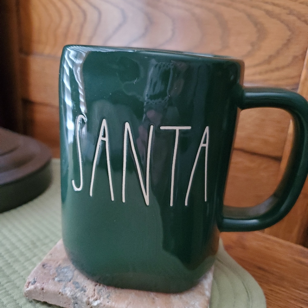 Rae Dunn Green Santa Mug